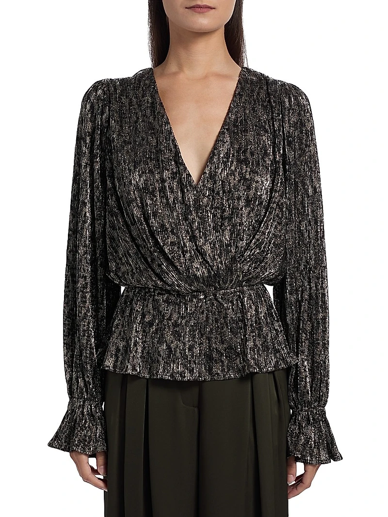 Jean Cinched-Waist Surplice Top