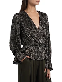 Jean Cinched-Waist Surplice Top