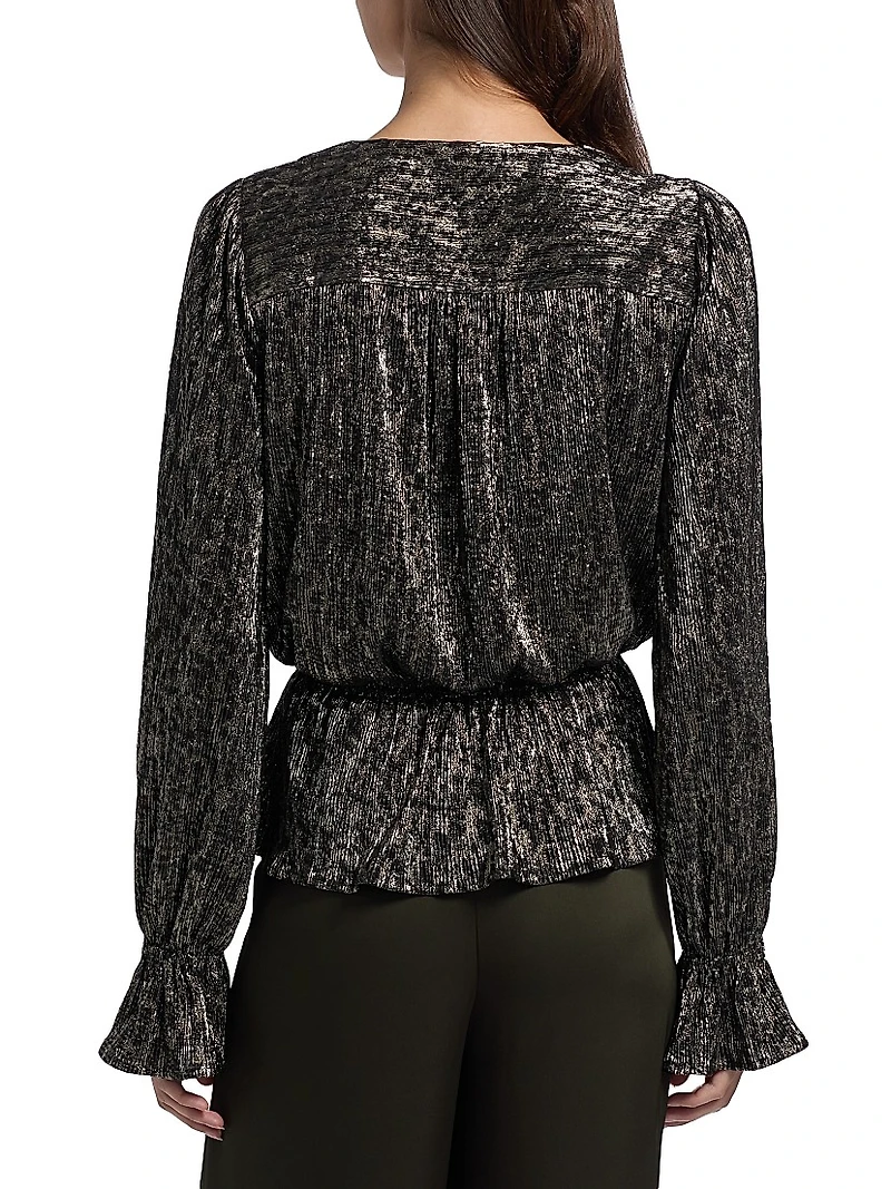 Jean Cinched-Waist Surplice Top