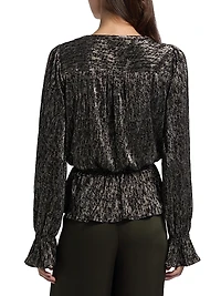 Jean Cinched-Waist Surplice Top