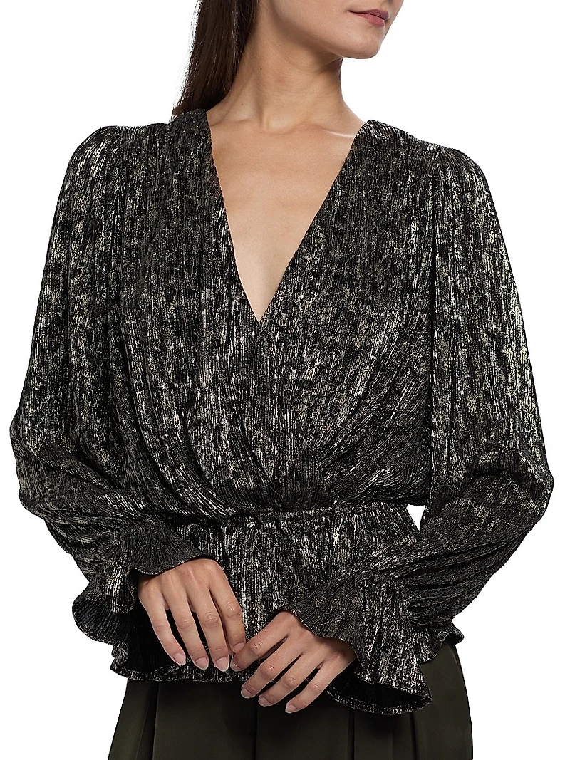 Jean Cinched-Waist Surplice Top