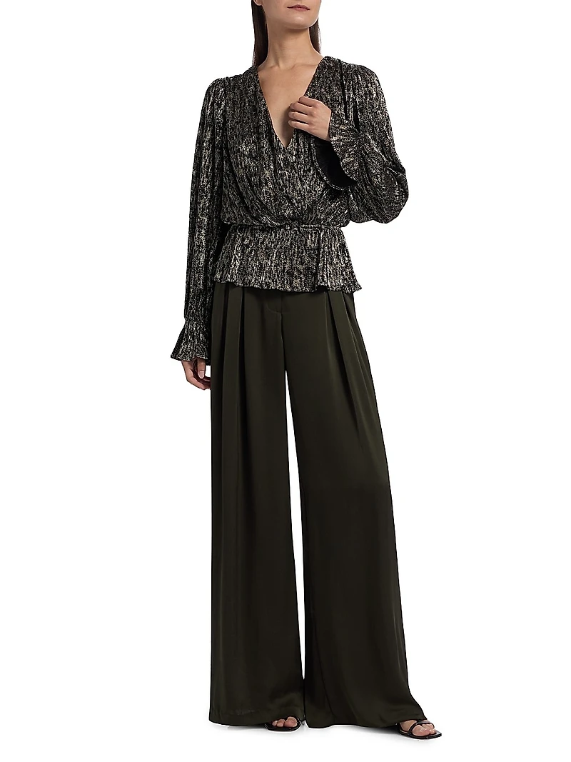 Jean Cinched-Waist Surplice Top