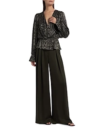 Jean Cinched-Waist Surplice Top