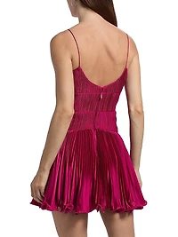 Cami Pleated Satin Minidress