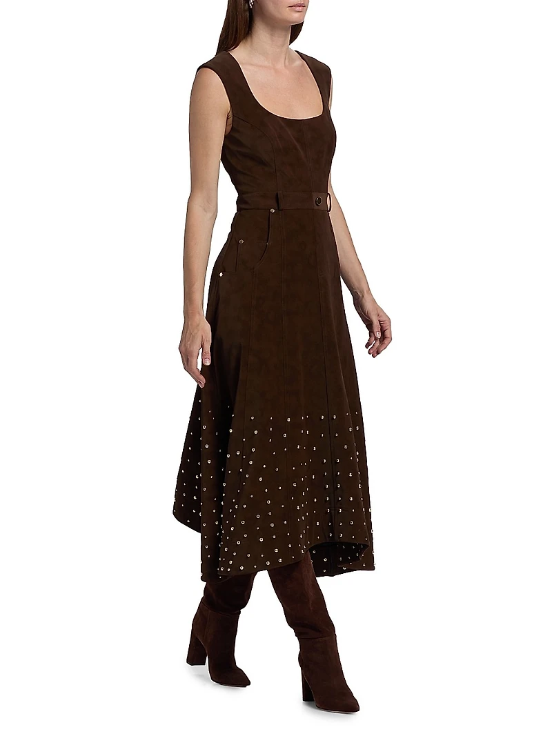 Kenny Studded Faux Suede Midi-Dress