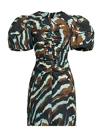 Tanner Animal-Printed Puff-Sleeve Minidress