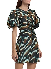 Tanner Animal-Printed Puff-Sleeve Minidress