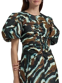 Tanner Animal-Printed Puff-Sleeve Minidress