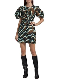 Tanner Animal-Printed Puff-Sleeve Minidress