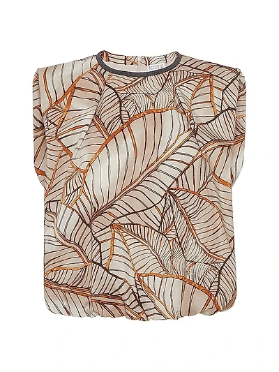 Cotton and Silk Papyrus Print Organza Top