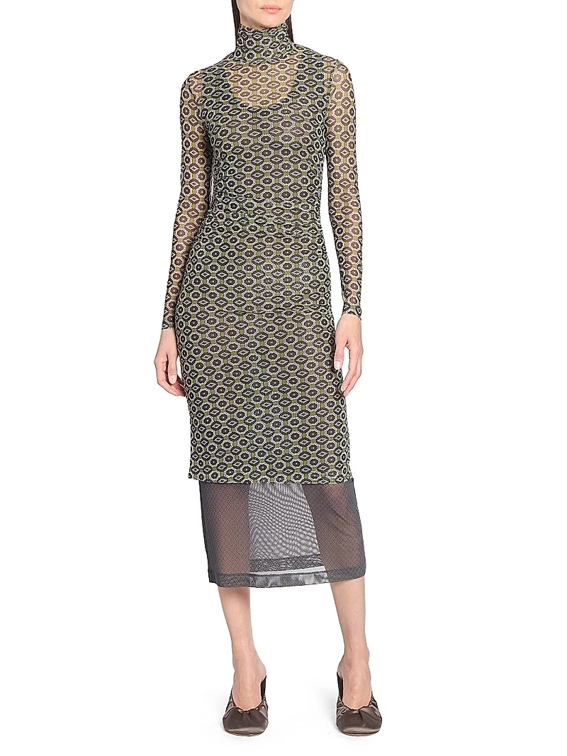 Geometric Sheer Midi-Dress