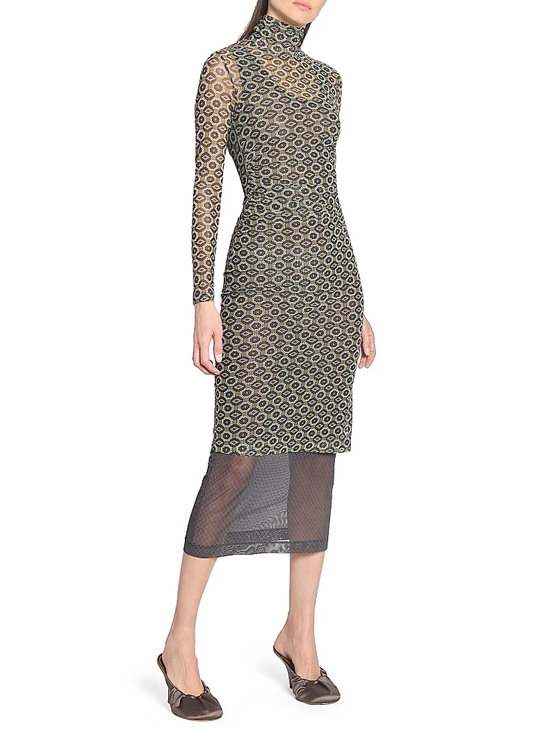 Geometric Sheer Midi-Dress
