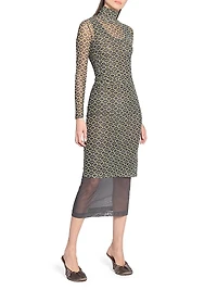 Geometric Sheer Midi-Dress