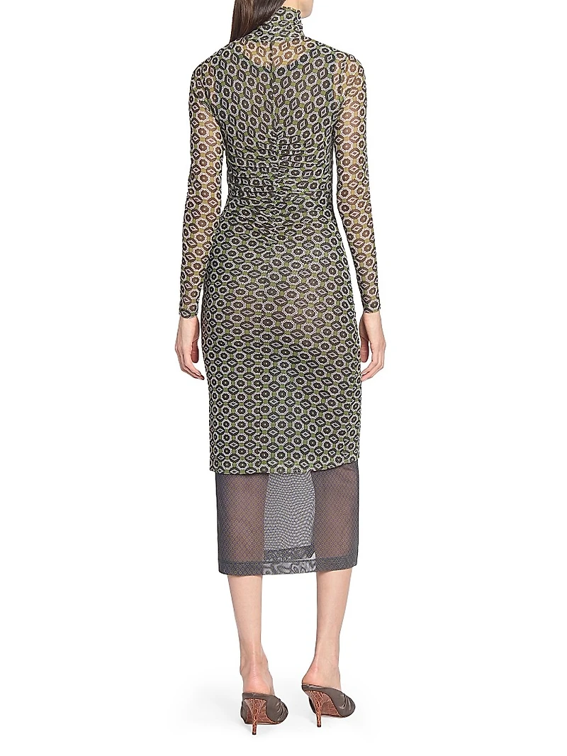 Geometric Sheer Midi-Dress