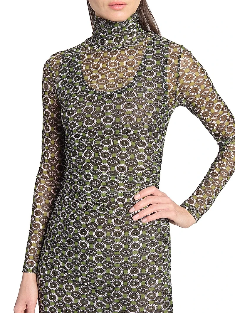 Geometric Sheer Midi-Dress