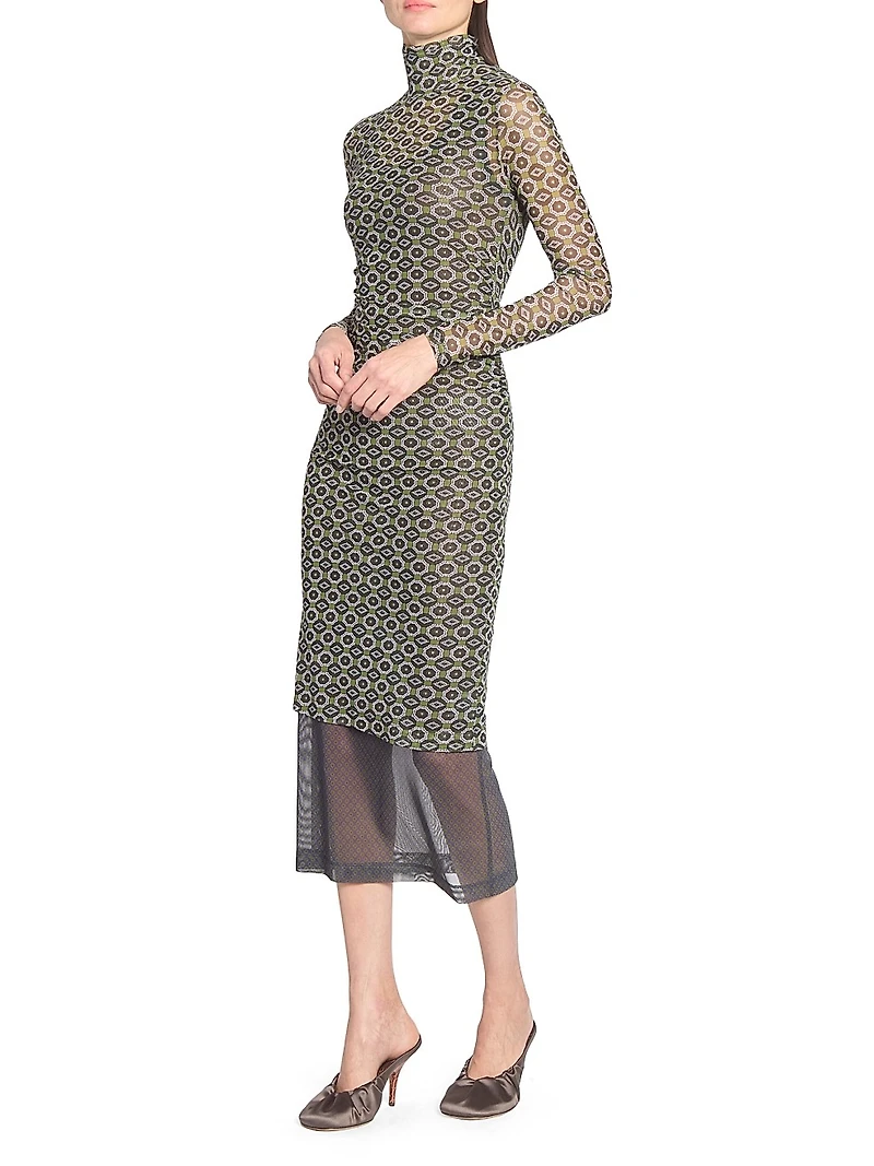 Geometric Sheer Midi-Dress