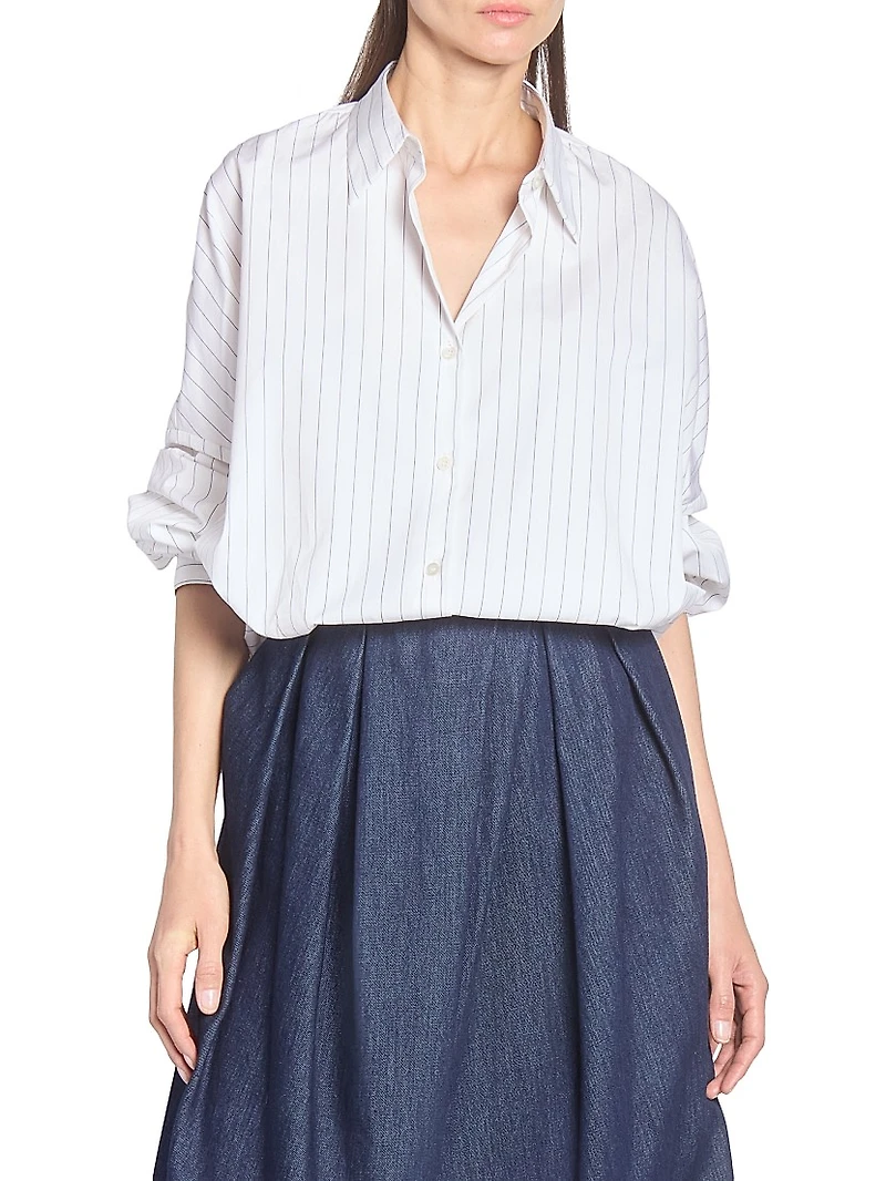 Casia Pinstripe Oversized Cocoon Shirt