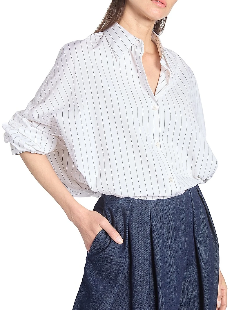 Casia Pinstripe Oversized Cocoon Shirt