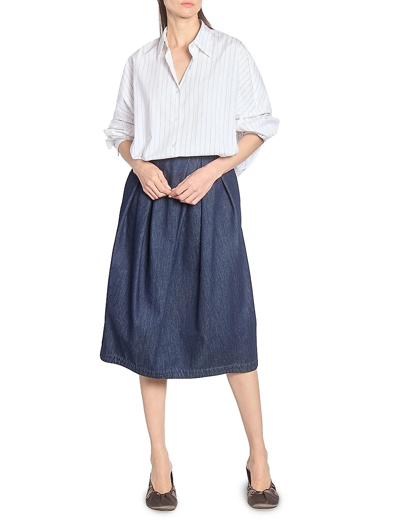 Casia Pinstripe Oversized Cocoon Shirt