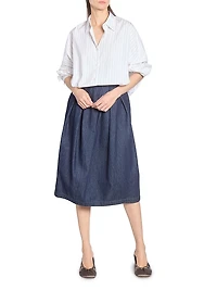 Casia Pinstripe Oversized Cocoon Shirt