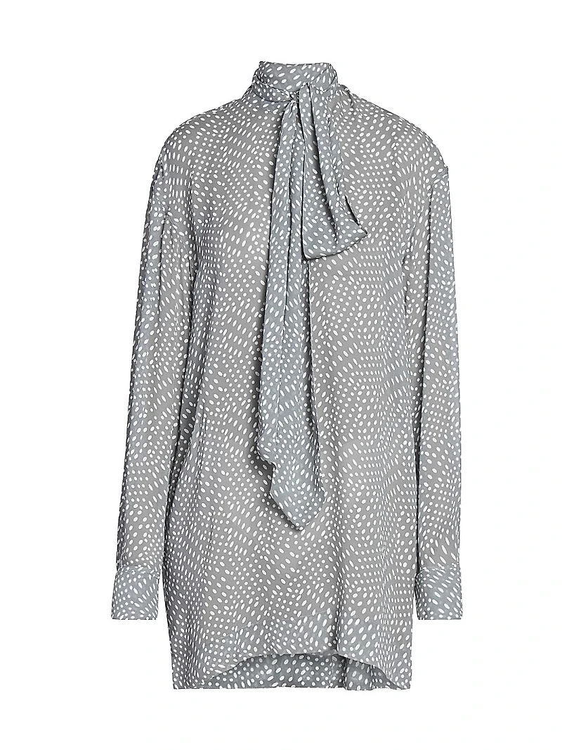 Chaddy Polka Dot Scarf Blouse