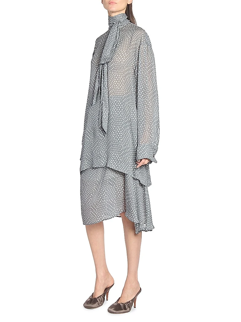 Chaddy Polka Dot Scarf Blouse