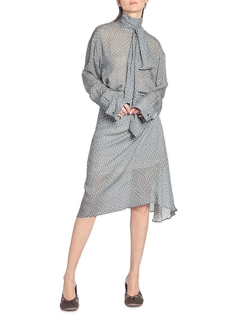 Chaddy Polka Dot Scarf Blouse