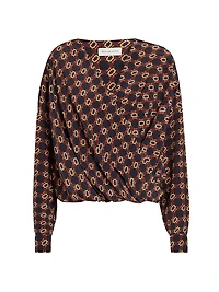 Camiel Mosaique Silk Drape Blouse