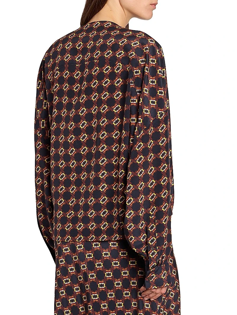 Camiel Mosaique Silk Drape Blouse