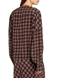 Camiel Mosaique Silk Drape Blouse