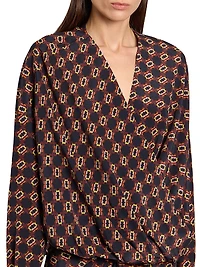 Camiel Mosaique Silk Drape Blouse