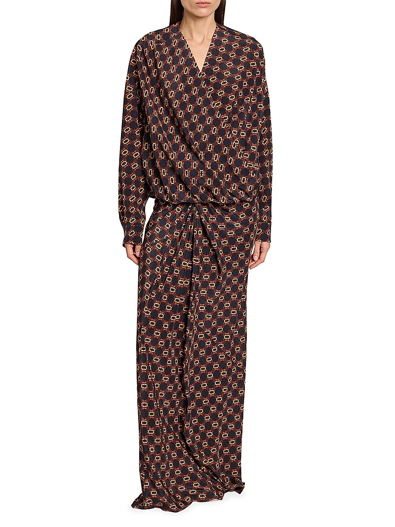 Camiel Mosaique Silk Drape Blouse