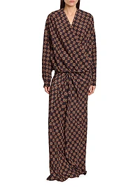 Camiel Mosaique Silk Drape Blouse