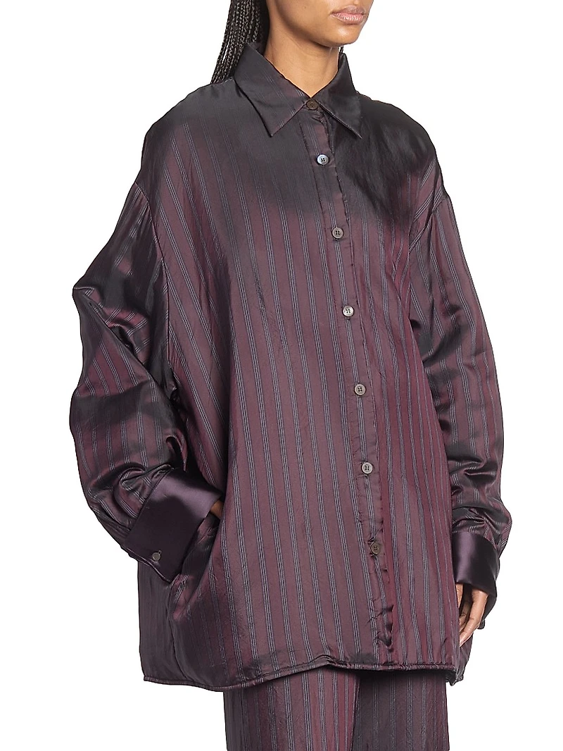 Cartan Striped Satin Oversized Shirt