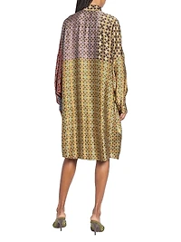Dasia Tie Print Silk Oversized Shirtdress