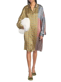 Dasia Tie Print Silk Oversized Shirtdress