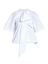 Curbin Cotton Tie-Neck Blouse