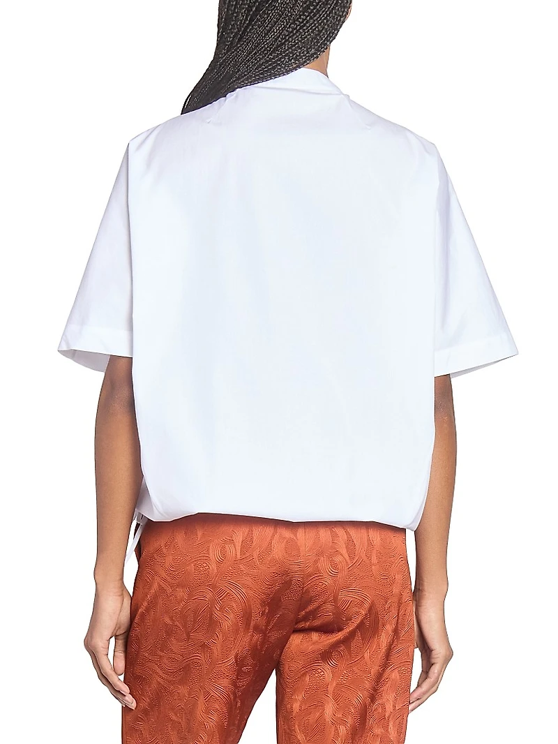 Curbin Cotton Tie-Neck Blouse