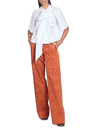 Curbin Cotton Tie-Neck Blouse