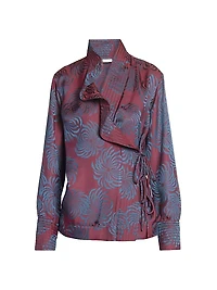 Calberton Ruffled Jacquard Wrap Blouse