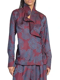 Calberton Ruffled Jacquard Wrap Blouse