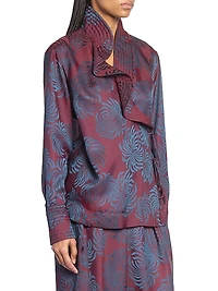 Calberton Ruffled Jacquard Wrap Blouse