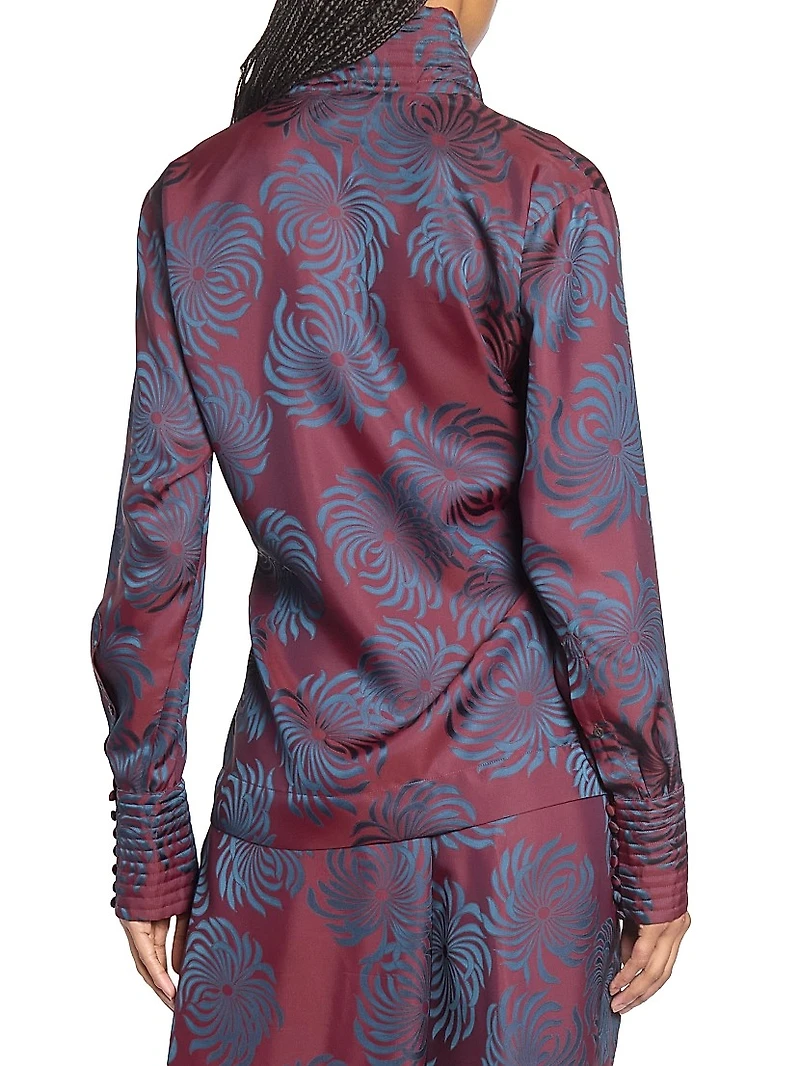 Calberton Ruffled Jacquard Wrap Blouse