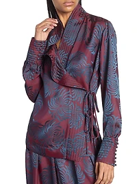 Calberton Ruffled Jacquard Wrap Blouse
