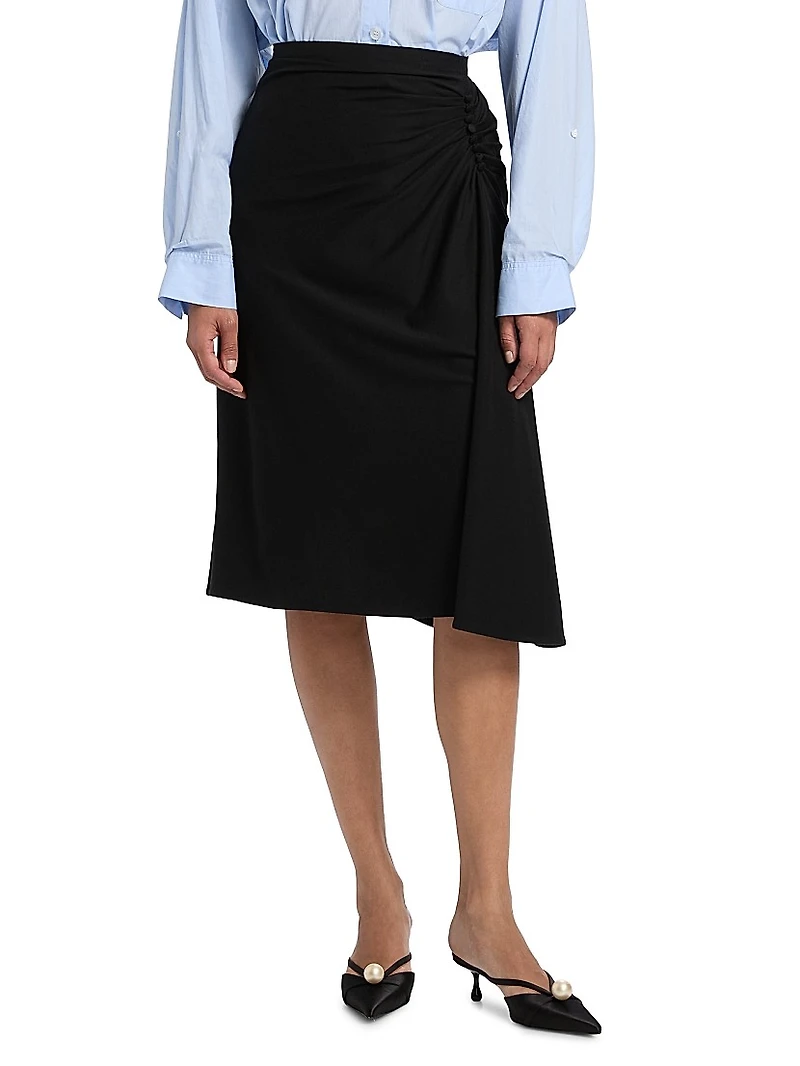 Hevira Draped A-Line Midi-Skirt