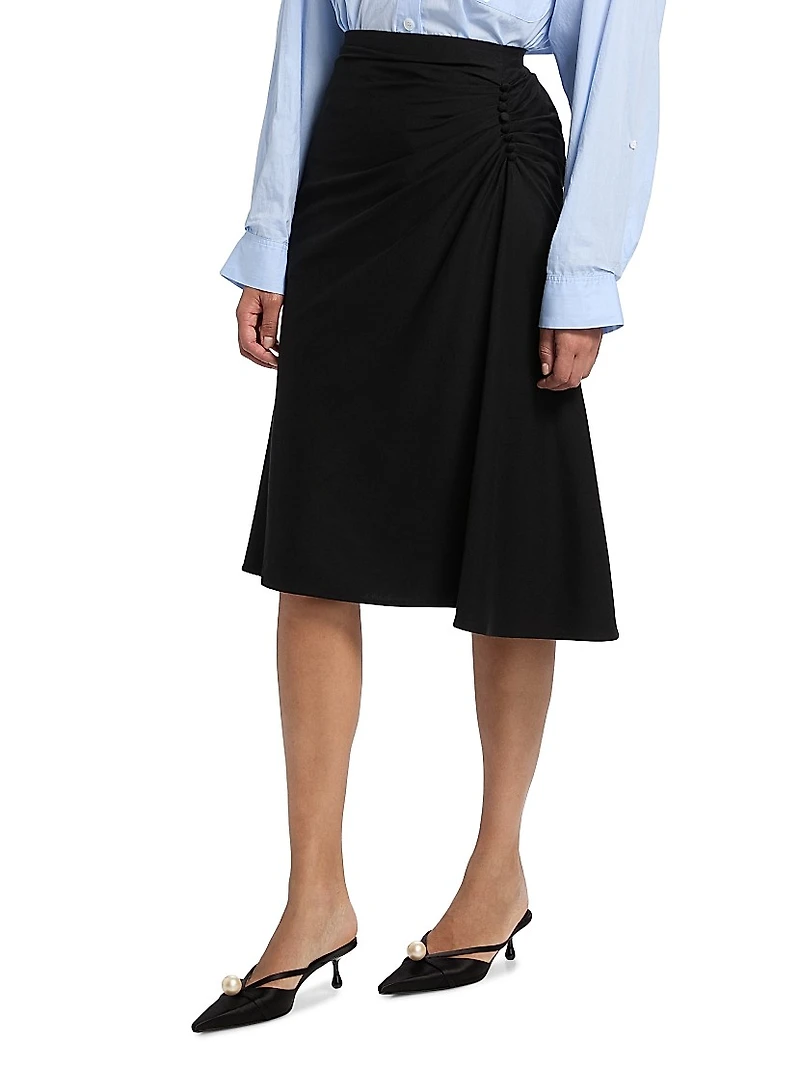 Hevira Draped A-Line Midi-Skirt