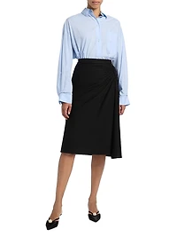 Hevira Draped A-Line Midi-Skirt