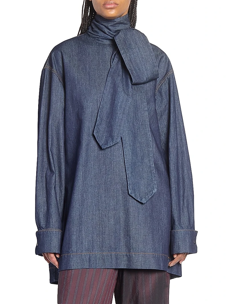 Chaddy Denim Scarf Blouse
