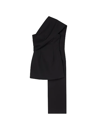 Sculptural Sash Wool-Blend Minidress