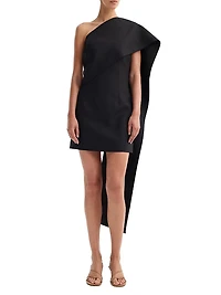 Sculptural Sash Wool-Blend Minidress